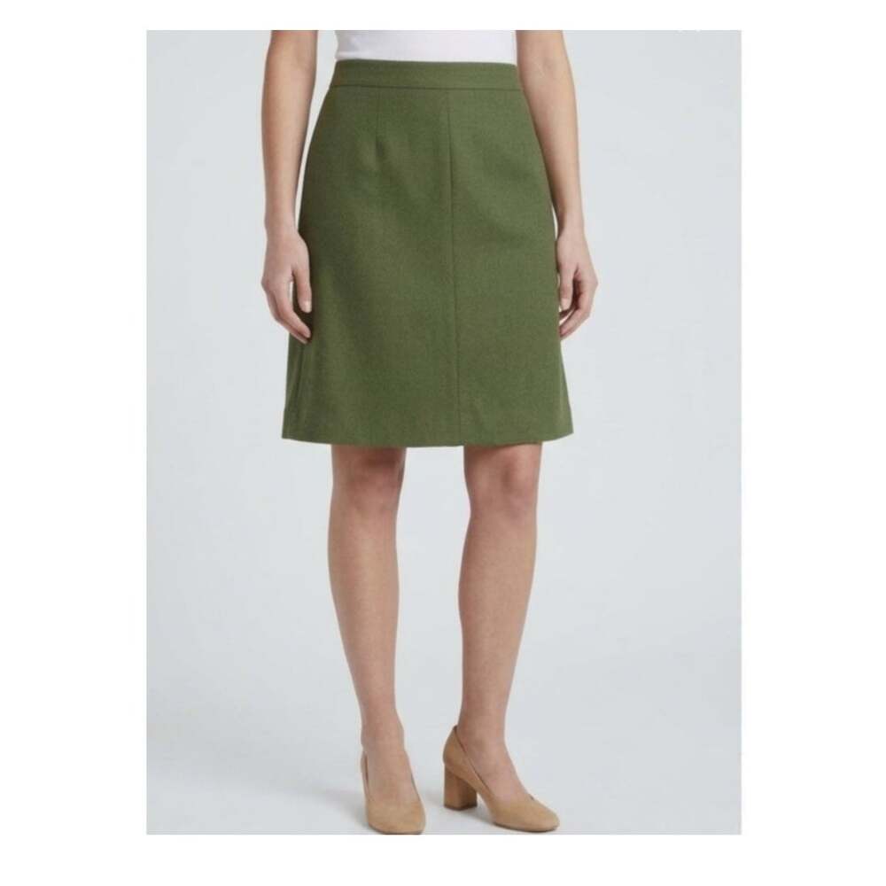 VTG Imperial Flannel 100% Imported Green Wool Pencil Skirt Women XXS Classic